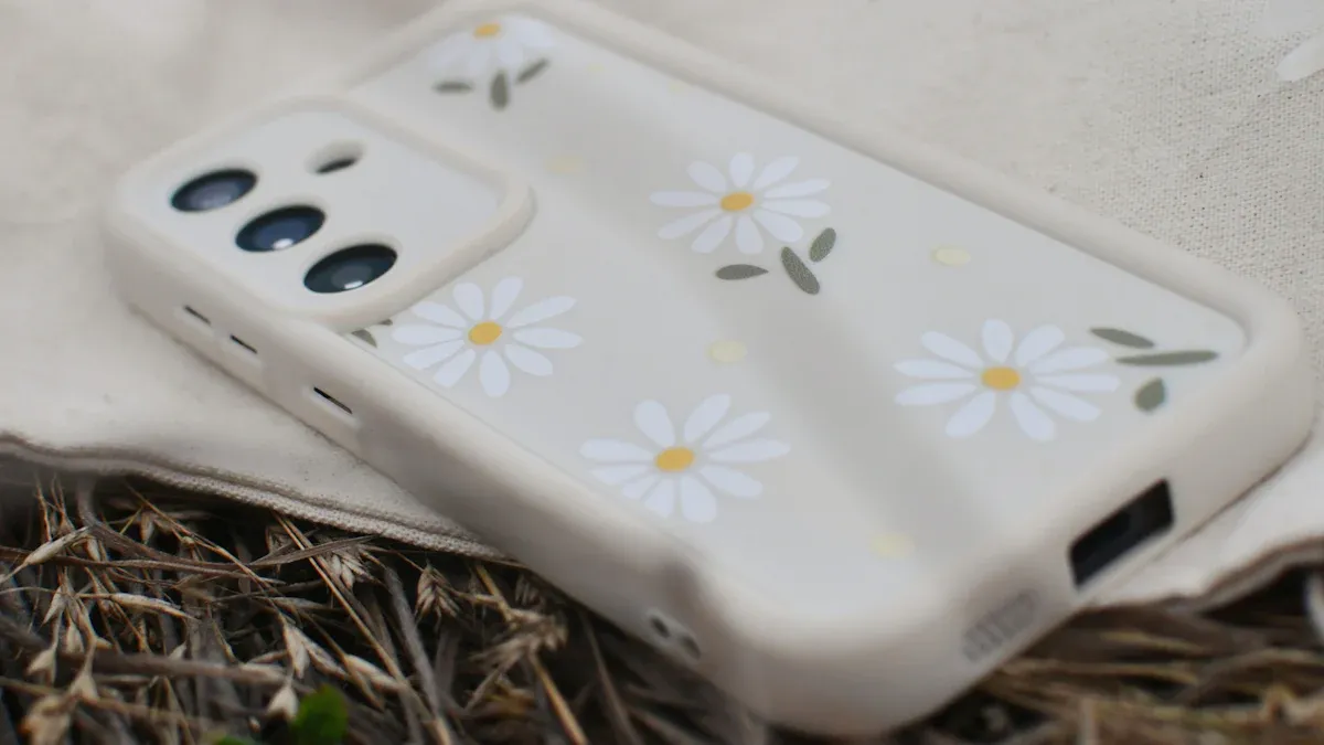 เคสโทรศัพท์สีขาวพร้อมลวดลายดอกเดซี่อันประณีต แสดงความสามารถในการปรับแต่ง DIY
