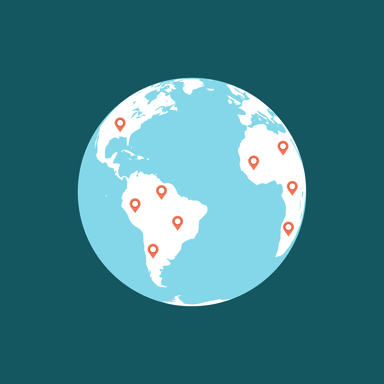 Mapa mundial interactivo mostrando ubicaciones de servicio internacional